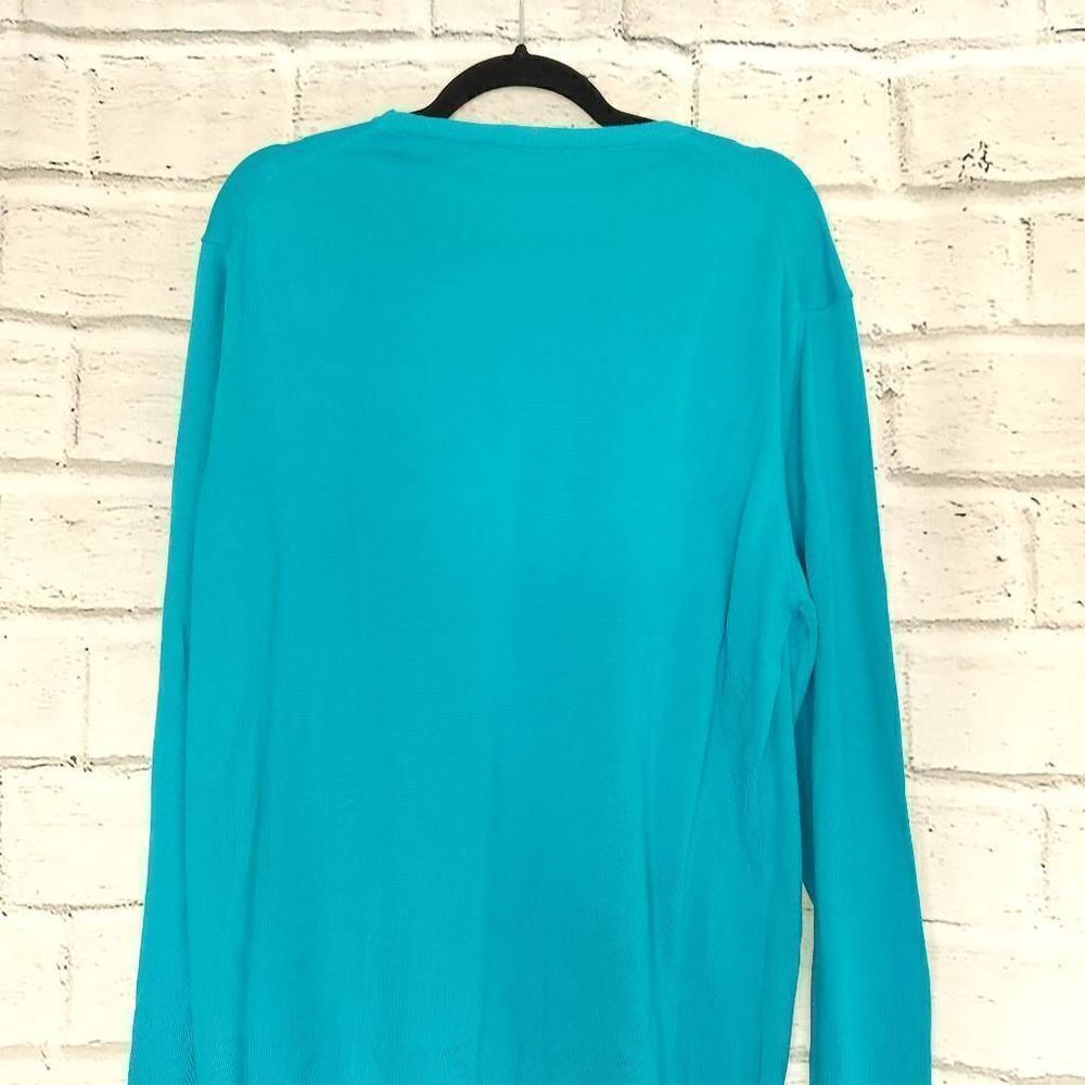 Daniele Fiesoli Crewneck Pullover Long Sleeve Cotton Sweater Blue Green Teal XL - Picture 6 of 11